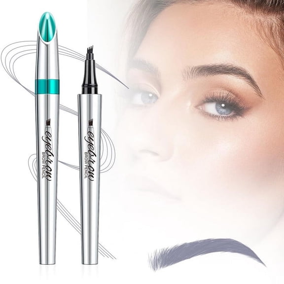 3D Waterproof Microblading Eyebrow Pen, 4 Tip Tattoo Pencil Creates Natural Looking Brows Effortlessly, Waterproof Makeup Fine Stroke Microblading Eyebrow Pencil Creates Natural (gray)