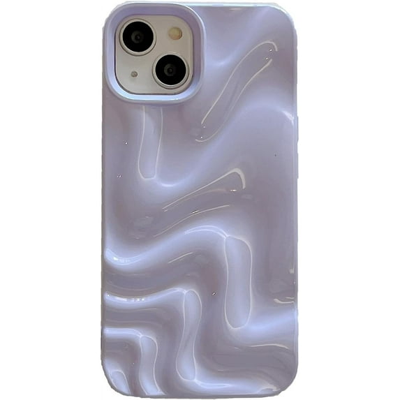 3D Wave Shape Water Ripple Candy Color Soft for iPhone Case (Purple,iPhone 13 Pro Max)