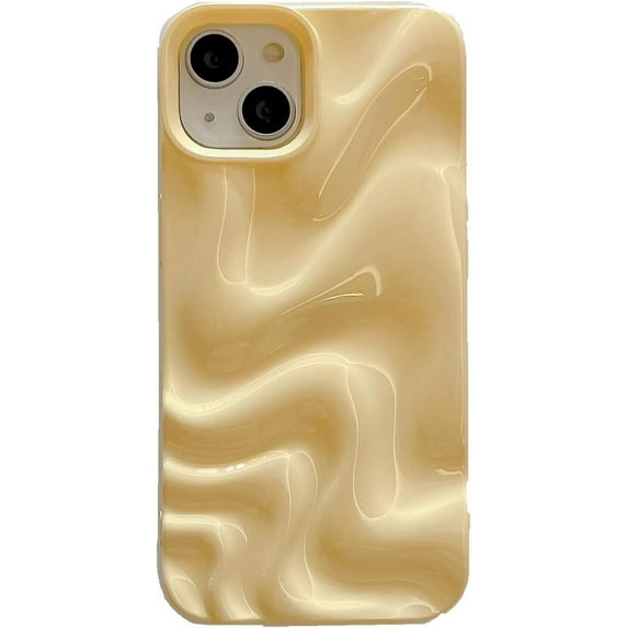 3D Wave Shape Water Ripple Candy Color Soft for iPhone Case (Yellow,iPhone 12 Pro)