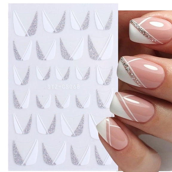 3D White Black Green Blue Stickers Tape Wave French Tips Stencil Manicure Decals Sliders French Tips