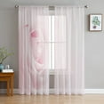 3D White Rose Sheer Curtains Window Curtains for Living Room Bedroom