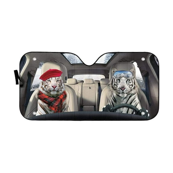 3D White Tiger Car Auto Sunshades Windshield Heat Protection Sun Shades Univeral Fit Cars Suv Truck