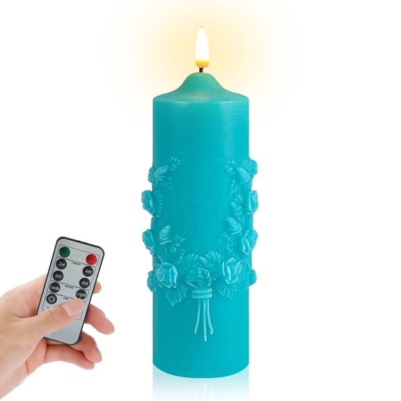 3D-Wick Pillar Candles Flickering Flameless Candles, Real Wax LED Candles with Remote and Timer, Battery Operated Pillar Candles for Room Elegant Decor Home Wedding Decoration