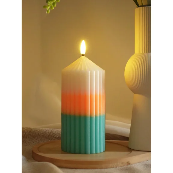 3D-Wick Pillar Candles Flickering Flameless Candles, Real Wax LED Candles with Remote and Timer, Battery Operated Pillar Candles for Room Elegant Decor Home Wedding Decoration
