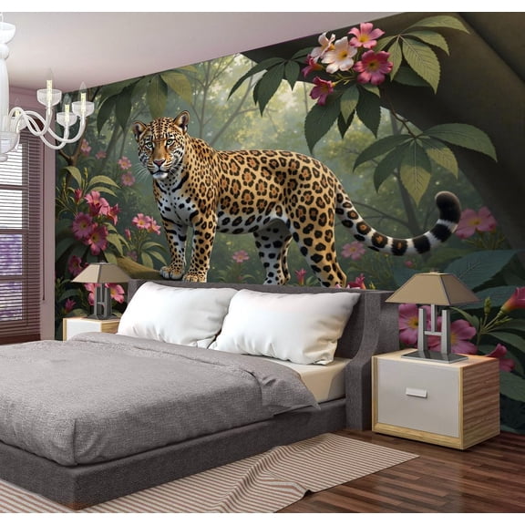 3D Wild Cheetah Tapestry Wall Hanging Soft Natural Plants And Animals Fabric Wall Decor Forest Green Art Tapestries For Bedroom Living Room Bohemian Nature Home 40 X 30 Inch