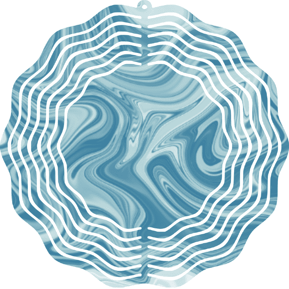 3D Wind Spinner 10" Metal Marble Blue Swirls Outdoor Garden Décor