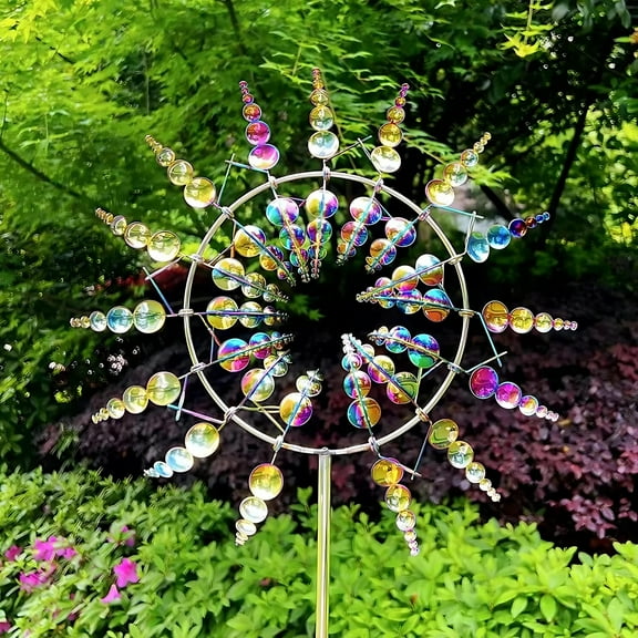 3D Wind Spinners Outdoor Metal  12.6" Magical Kinetic Garden Windmills, 360 Yard Sculptures & Wind Catchers for Patio, Lawn, Outdoor Decoration