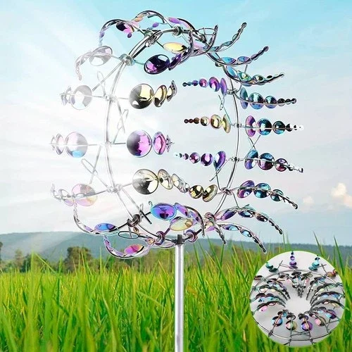 3D Windmill Kinetic Metal Sculpture Wind Spinner Yard Garden Outdoor Decoration