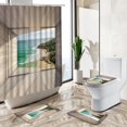 3D Window Scenery Printing Shower Curtain Set Forest Waterfall Ocean