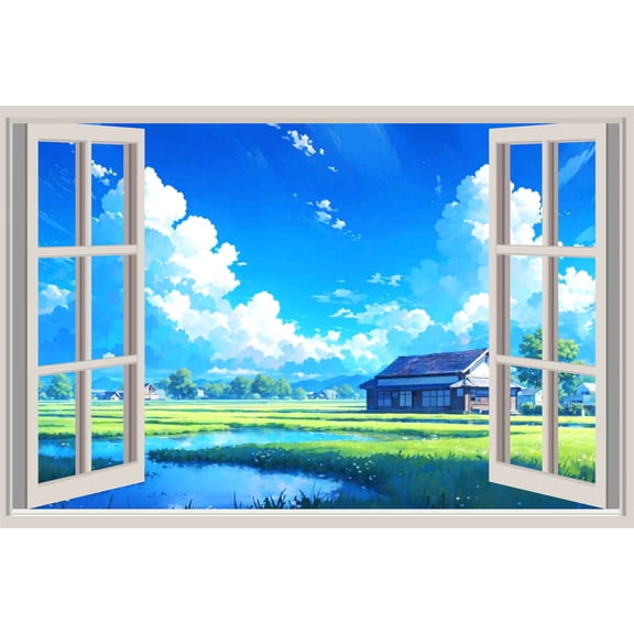 3D Window Wall Dcor Sticker | Vinyl Peel & Stick Wall Mural | Removable Scenic Illusion Dcor for Home, Office & Bedroom Pack Of 1