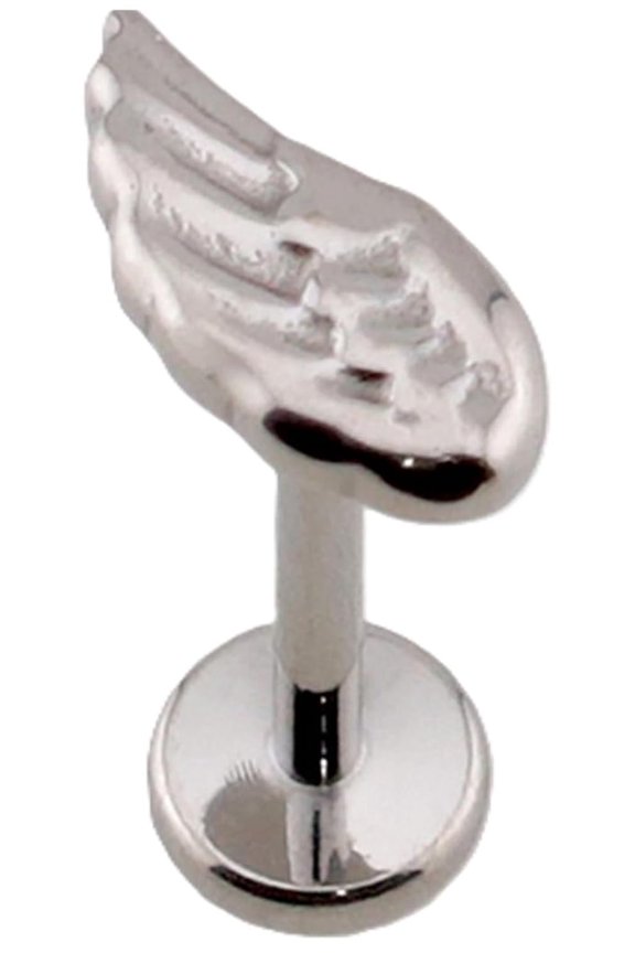 3D Wing Titanium Labret Stud, ASTM F136 Implant Grade, 18GA, 5/16" Length, Threadless Push-In