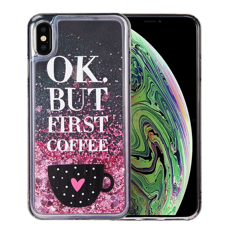 3D Winter Sparkle Glitter Waterfall Phone Case (Coffee) for Apple