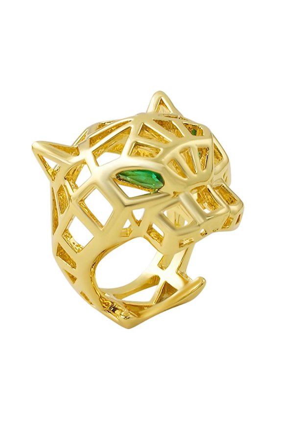 3D Wired Tiger Face Gold Ring