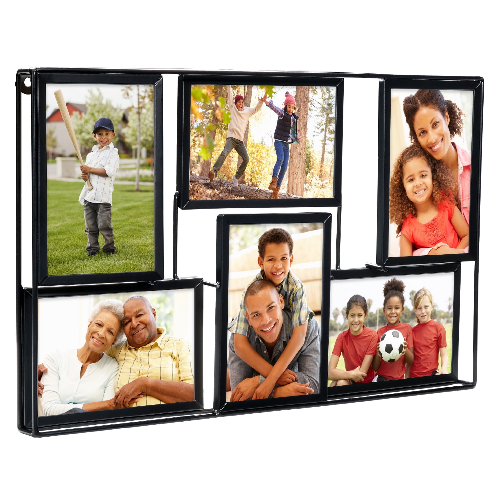 Mainstays 8-Opening Plaque Black Wall Collage Frame (Holds 6-4x6 inch & 2-4x4 inch Photos), Size: 16 x 18.5