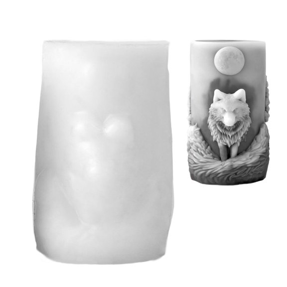3D Wolf Head Pillar Silicone Mold For Customizable Waxes Sculptures And Unique Decors Craft Projects Supplies