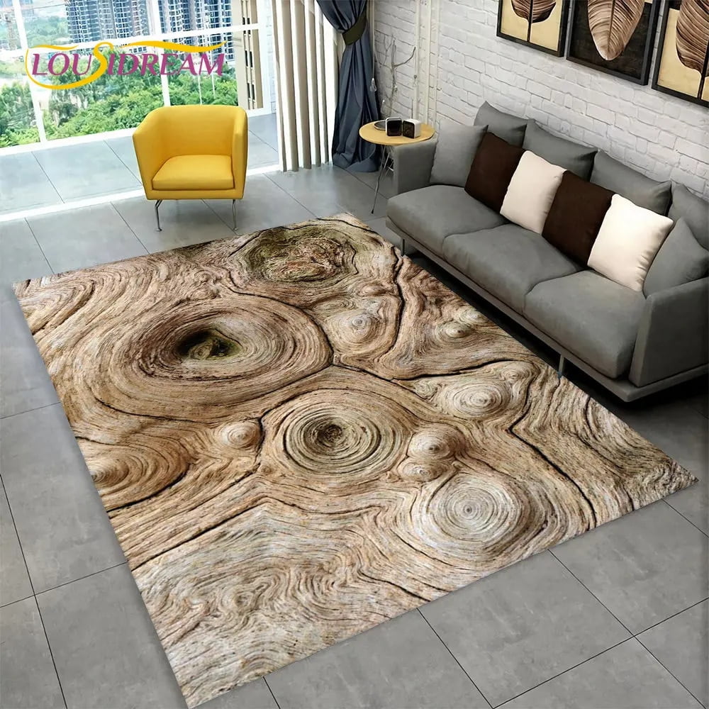 3D Wood Grain Retro Area Rug Large Carpet Rug for Home Living Room Kids ...