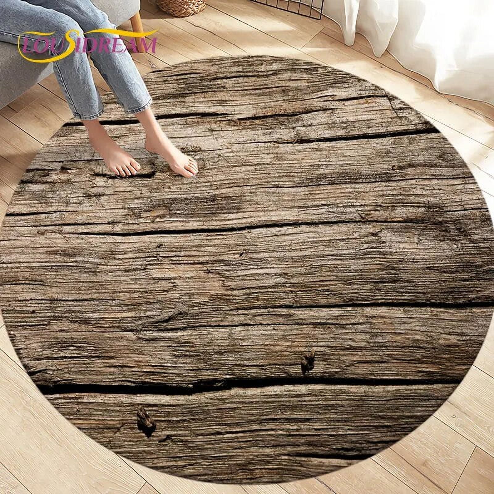 Picture of 3D Wood Grain Round Area Rug Circle Carpet Rug for Living Room Bedroom ...