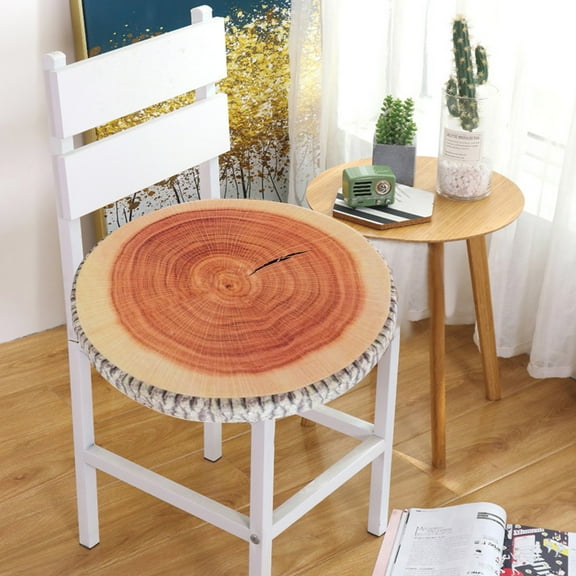 3D Wood Log Round Throw Pillow Realistic Tree Stump Decorative Cushion with Removable Cover for Sofa Lumbar and Neck Support