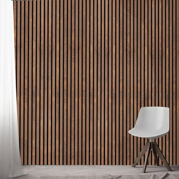 3D Wood Wall Panels | Acoustic Panels for Interior Wall Décor on Felt Back Board | Decorative Slat Panels for Wall and Ceilings | Oxide Brown - 8 x 1 ft. x 2 Pack
