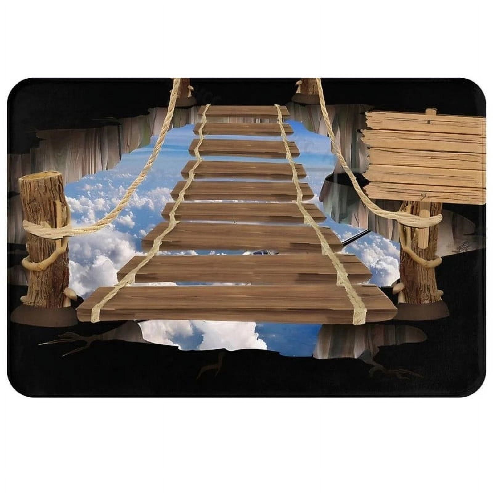 3D Wooden Bridge Door Mat Decorative Doormat Non Slip Rubber