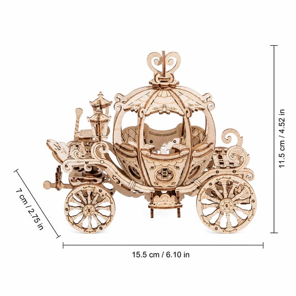 3D Wooden Carriage Puzzle Diy Model Building Kit Creative Brain Teaser Tabletop Ornament Educational Handcrafted Hobby Project Set for Teens Adults