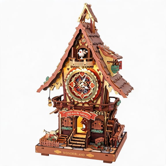 3D Wooden Cuckoo Clock Model Kit with Functional Mechanical Movement and Sound
