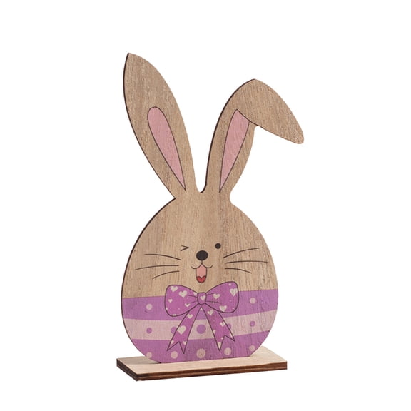 3D Wooden Easter Tabletop Decoration – Stereoscopic Bunny and Egg Centerpiece with Happy Easter Lettering – Rustic Ornament for Party Home Display