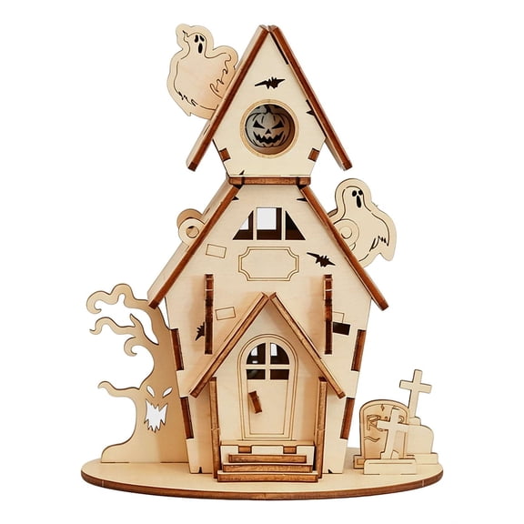 3D Wooden Halloween House Puzzle Kit, DIY Build Model for Adults, Spooky Holiday Décor