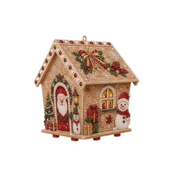 3D Wooden House Christmas Pearl Diamond Art Kit, Christmas Diamond Art Kit Kits for Adults, DIY Diamond Rhinestones Painting Kits, Handmade Home Decoration Gift (#01)