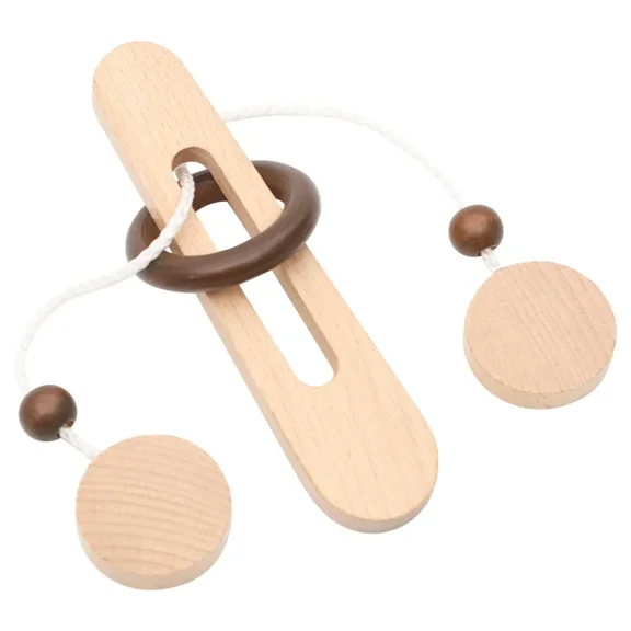 3D Wooden Interlocking Ring Puzzle, Logic & Spatial Challenge, Classic Brain Teaser for Leisure & Entertainment