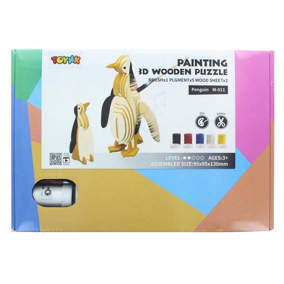 3D Wooden Painting Puzzle | Penguin