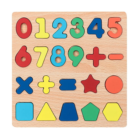 3D Wooden Peg Puzzle Set, Alphabet, Numbers and Geometric Shapes for Early Learning and Sorting