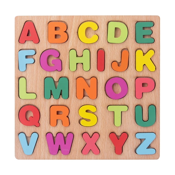 3D Wooden Peg Puzzle Set, Alphabet, Numbers and Geometric Shapes for Early Learning and Sorting