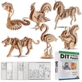 thumbnail image 1 of 3D Wooden Puzzle 6 Pieces Set Animals Assembly DIY Craft Kit Model Toy for Kids and Adults, 1 of 7