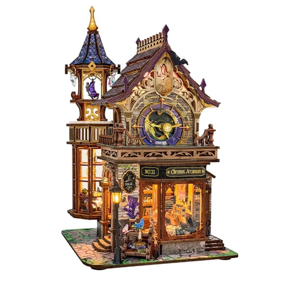 3D Wooden Puzzle for Adults, Time Magic Workshop Miniature Wooden House DIY Assembly Model Kit, Home and Office Decor & Creative Gift for Adults (365 Pieces)