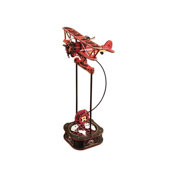 3D Wooden Puzzle Airplane Swing Model Building Kit Creative Gift for Party Favor Teens, Red Plane