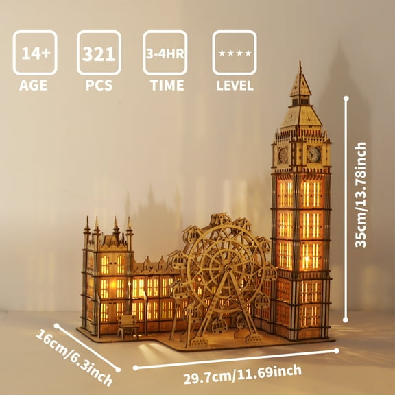 3D Wooden Puzzle Big Ben Model Kit - Desktop Clock DIY Building Blocks  Home Decor, Unique Christmas Gift for Family