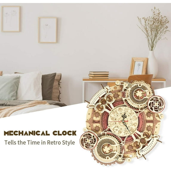 3D Wooden Puzzle Clock Model 12" 168 PCS Mechanical Model Kit Toys Home Decor Elegant Gifts for Teens/Adults
