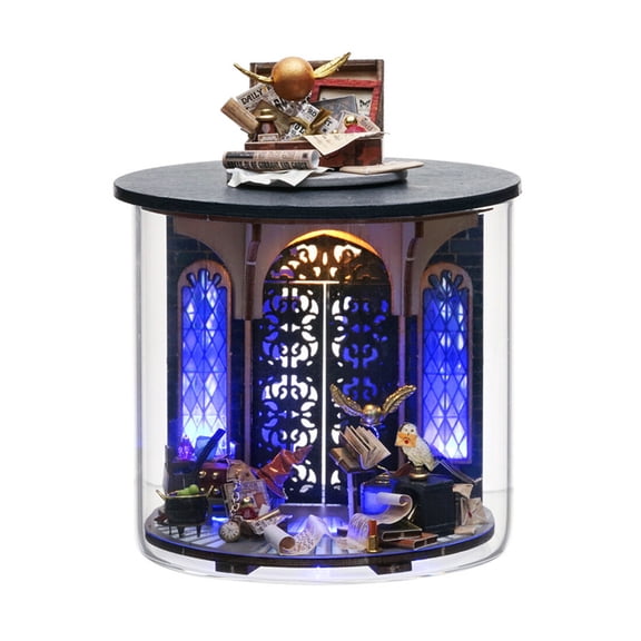 3D Wooden Puzzle Dream-Realizing Bottle Cottage Model Kit, Magical Gate DIY Miniature House with 3-Color LED Light, Collectible Decor for Adults