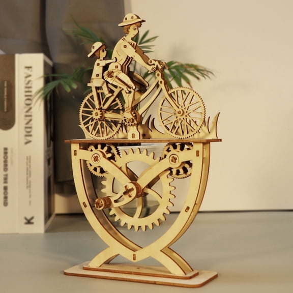 3D Wooden Puzzle Father and Son Diy Handmade Bicycle Assembly Model Kits Creative Decoration