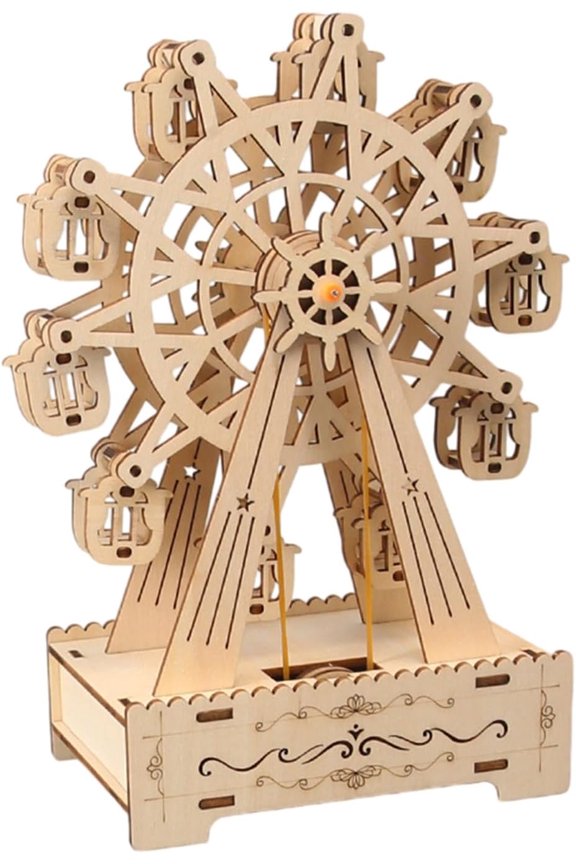 3D Wooden Puzzle Ferris Wheel Music Box Kit Hand Assembled Mechanical Decor For Adults Collectors