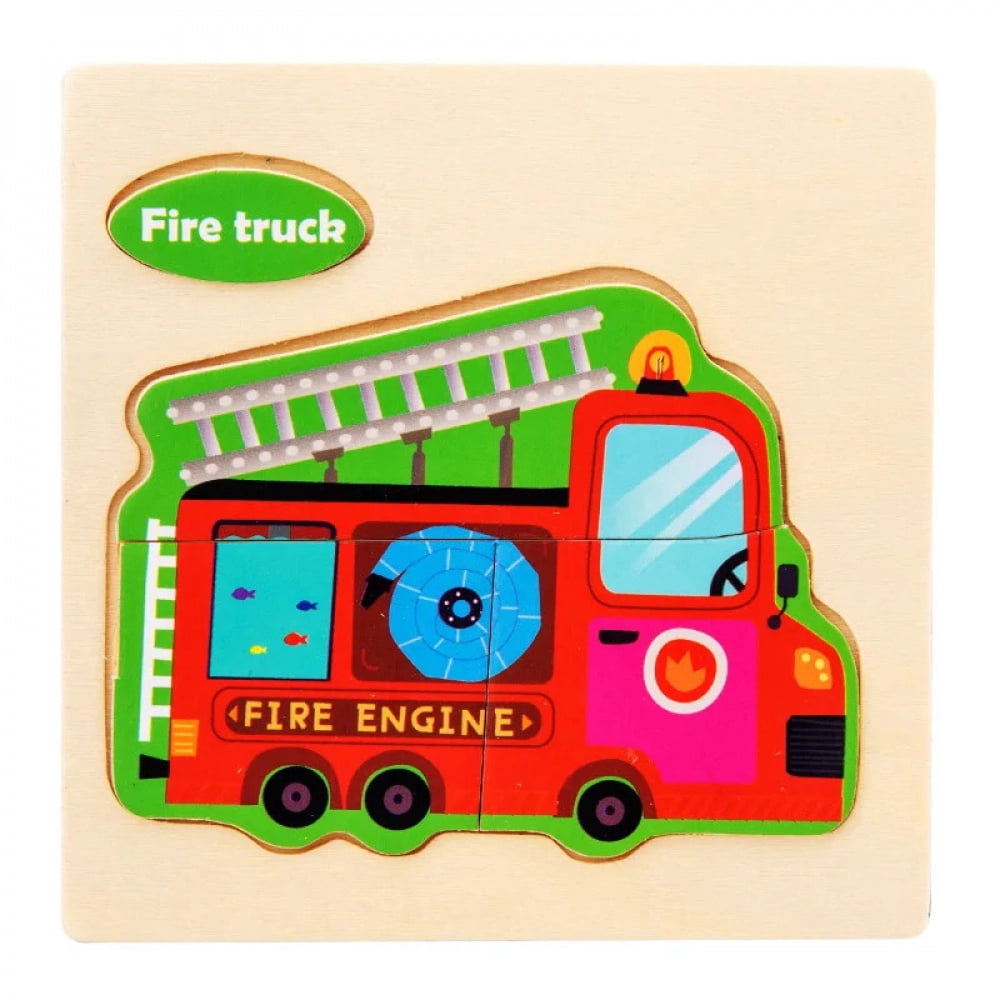 3D Wooden Puzzle Kids Cartoon Animal Traffic Jigsaw Puzzle Montessori ...