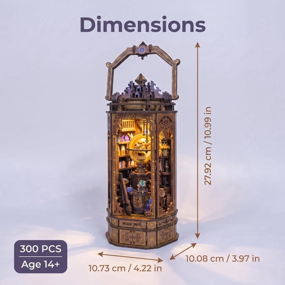3D Wooden Puzzle Magic Lantern for Adults, Hand-Assembled Miniature Magic Book House with Motion Sensor Light, Portable 3D Scene Atmosphere Lamp Desk Wood Decor Craft
