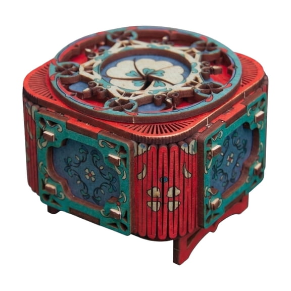 3D Wooden Puzzle Mechanical Music Box, Four-Leaf Clover Design, DIY Craft Assembly Kit, Rotating Musical Model, Unique Desk Decor, Hobby Gift Idea, A