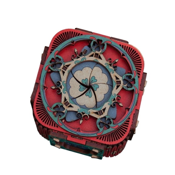 3D Wooden Puzzle Mechanical Music Box, Four-Leaf Clover Design, DIY Craft Assembly Kit, Rotating Musical Model, Unique Desk Decor, Hobby Gift Idea, E
