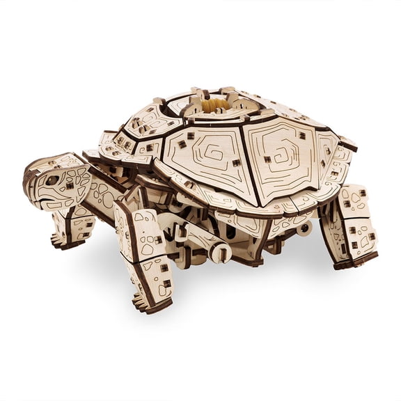 3D Wooden Puzzle Mechanical Sea Turtle Model Kit, Wind-Up Walking Ocean Animal Building Set, Interactive Wood Craft for Animal Enthusiasts