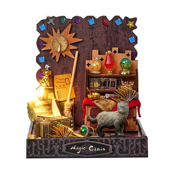 3D Wooden Puzzle Morning DewMagic Glaze Model Art & Craft Kits, DIY Assemble Miniature House Scene Display Model