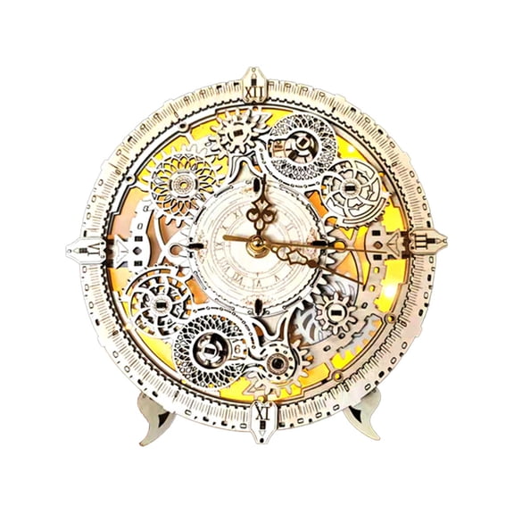 3D Wooden Puzzle Movable Clock Model Kit, Functional DIY Quartz Timepiece, Mechanical Gear Building Set, Home Desktop Decor