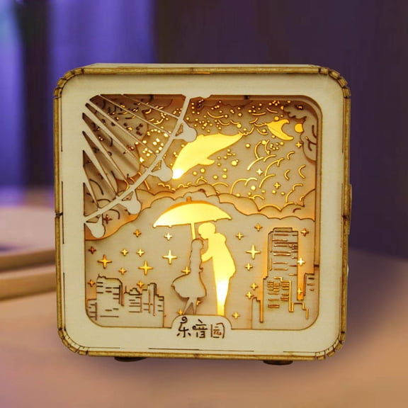 3D Wooden Puzzle Night Light DIY Assembly Kit Warm Glow Desk Lamp for Home Decor 3.7x2.0x3.7 Inch