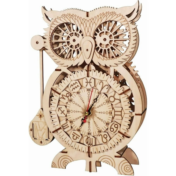 3D Wooden Puzzle Owl Clock Model Kits To Build Wooden Construction Handmade Craft Unique Christmas Gift
